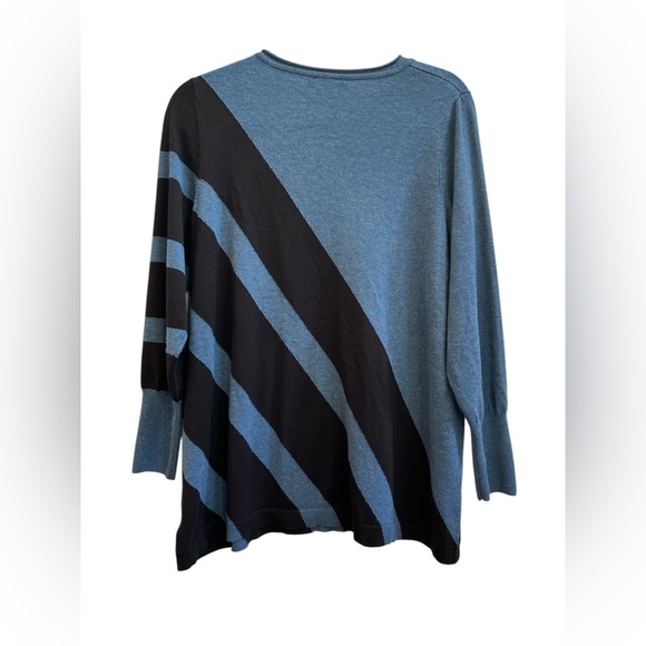 Chico’s Blue & Black Colorblock Knit Top | Long Sleeve Tunic L - Picture 2 of 4